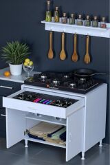 Yankı 56 cm Derinlik 80 cm Genişlikte Dolap Baharat Raflı Set Üstü Ocak Uyumlu 80x88x56 cm Dolap
