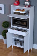 Avelin Kapaklı Mini/Midi Fırın Dolabı 85 cm Beyaz Çok Fonksiyonlu 85x163,4x32,5 cm Mutfak Dolabı