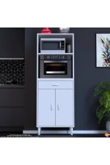 Ora 48 cm Derinlikte 1 Çekmece 2 Kapak Modüler Dolap 60x162,4x48 cm Beyaz Mutfak/Kiler Dolabı