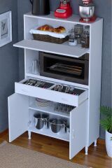 Avelin Kapaklı Mini/Midi Fırın Dolabı 100 cm Beyaz Çok Fonksiyonlu 100x163,4x32,5 cm Mutfak Dolabı
