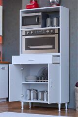 Lunera G:70 cm Beyaz Mutfak Dolabı Çok Amaçlı Açık Bölmeli Fırın Mutfak Dolabı 70x163,4x32,5 cm