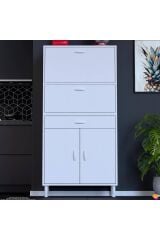 Solaira 70 cm Genişlik Kapaklı Mutfak Dolabı 4 Kapaklı, Çekmeceli Çok Amaçlı Mutfak/Banyo Dolabı