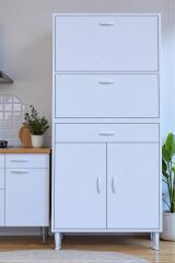 Solaira 80 cm Genişlik Kapaklı Mutfak Dolabı 4 Kapaklı, Çekmeceli Çok Amaçlı Mutfak/Banyo Dolabı