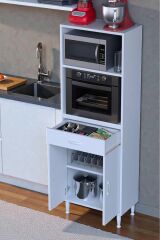 Lunera G:60 cm Beyaz Mutfak Dolabı Çok Amaçlı Açık Bölmeli Fırın Mutfak Dolabı 60x163,4x32,5 cm