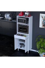 Lunera G:60 cm Beyaz Mutfak Dolabı Çok Amaçlı Açık Bölmeli Fırın Mutfak Dolabı 60x163,4x32,5 cm