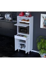 Avelin Kapaklı Mini/Midi Fırın Dolabı 65 cm Beyaz Çok Fonksiyonlu 65x163,4x32,5 cm Mutfak Dolabı