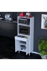 Lunera G:65 cm Beyaz Mutfak Dolabı Çok Amaçlı Açık Bölmeli Fırın Mutfak Dolabı 65x163,4x32,5 cm