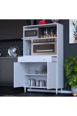 Lunera G:100 cm Beyaz Mutfak Dolabı Çok Amaçlı Açık Bölmeli Fırın Mutfak Dolabı 100x163,4x32,5 cm