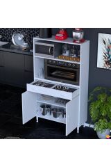Lunera G:100 cm Beyaz Mutfak Dolabı Çok Amaçlı Açık Bölmeli Fırın Mutfak Dolabı 100x163,4x32,5 cm