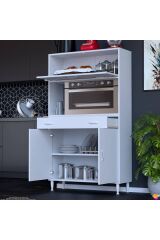Avelin Kapaklı Mini/Midi Fırın Dolabı 90 cm Beyaz Çok Fonksiyonlu 90x163,4x32,5 cm Mutfak Dolabı