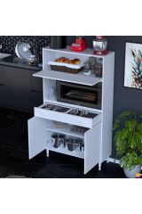 Avelin Kapaklı Mini/Midi Fırın Dolabı 90 cm Beyaz Çok Fonksiyonlu 90x163,4x32,5 cm Mutfak Dolabı