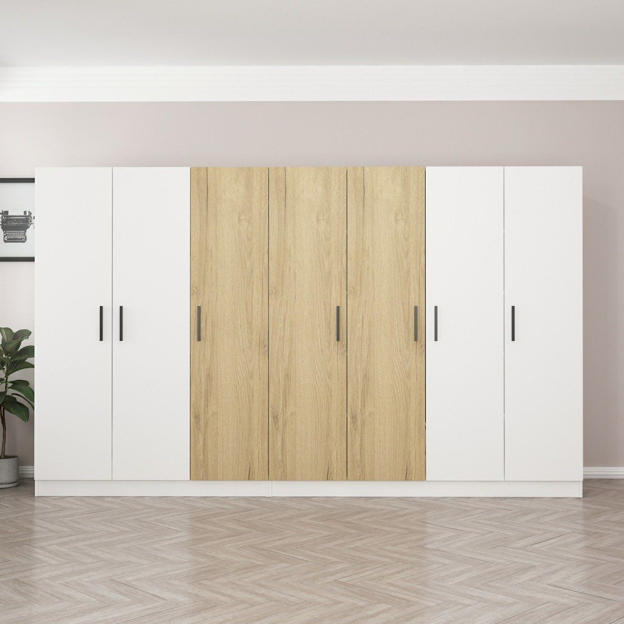 Kale 7 Kapaklı 4 Çekmeceli - Dolap - Beyaz/Pera