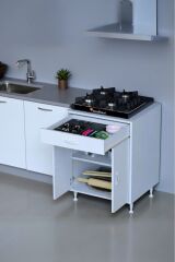 Nehir 60 cm Mutfak Dolabı Çok Amaçlı Ankastre Set Ocak Dolabı 60x88x48 cm Raflı 2 Bölmeli Dolap