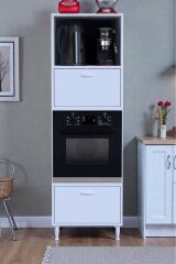 Luno 2 Kapaklı Modüler Dolap Fırın Dolabı 60x185,9x56 cm Geniş Kapasiteli Saklama Dolabı