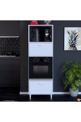 Luno 2 Kapaklı Modüler Dolap Fırın Dolabı 60x185,9x56 cm Geniş Kapasiteli Saklama Dolabı
