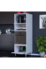 Luno 2 Kapaklı Modüler Dolap Fırın Dolabı 60x185,9x56 cm Geniş Kapasiteli Saklama Dolabı