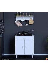 Mono Duvara Monte 65 cm Baharat Raflı Ocak Altı Dolap 65x88x48 cm Tüp Bölmeli Mutfak Ünitesi