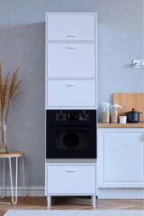 Viramo Mikrodalga/Ankastre Fırın Dolabı 4 Kapaklı Depolama Alanlı 60x217x56 cm Modüler Dolap