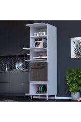 Viramo Mikrodalga/Ankastre Fırın Dolabı 4 Kapaklı Depolama Alanlı 60x217x56 cm Modüler Dolap