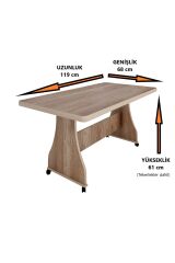 SEYİR 61x119x68 Tekerlekli MDF Masa – Yemek, Mutfak, Balkon Masası