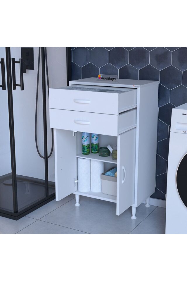 54 x 95,1 x 32,5 cm 2 Kapaklı 2 Çekmeceli 2 Bölmeli Çok Amaçlı Dolap Ofis Dolabı