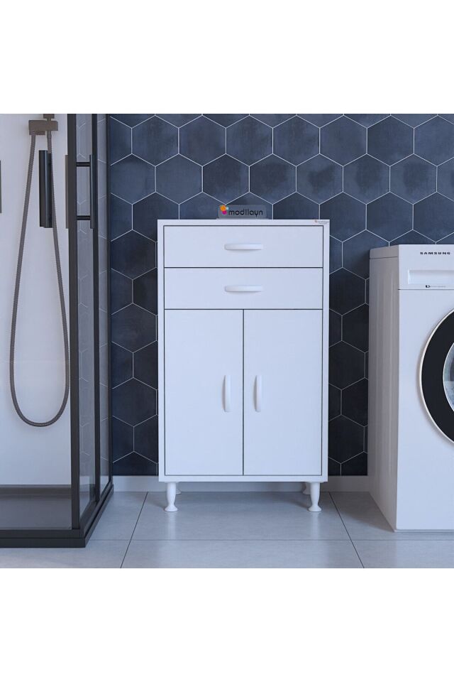 54 x 95,1 x 32,5 cm 2 Kapaklı 2 Çekmeceli 2 Bölmeli Çok Amaçlı Dolap Ofis Dolabı