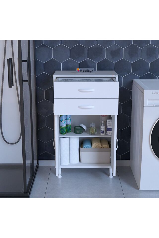 54 x 95,1 x 32,5 cm 2 Kapaklı 2 Çekmeceli 2 Bölmeli Çok Amaçlı Dolap Ofis Dolabı