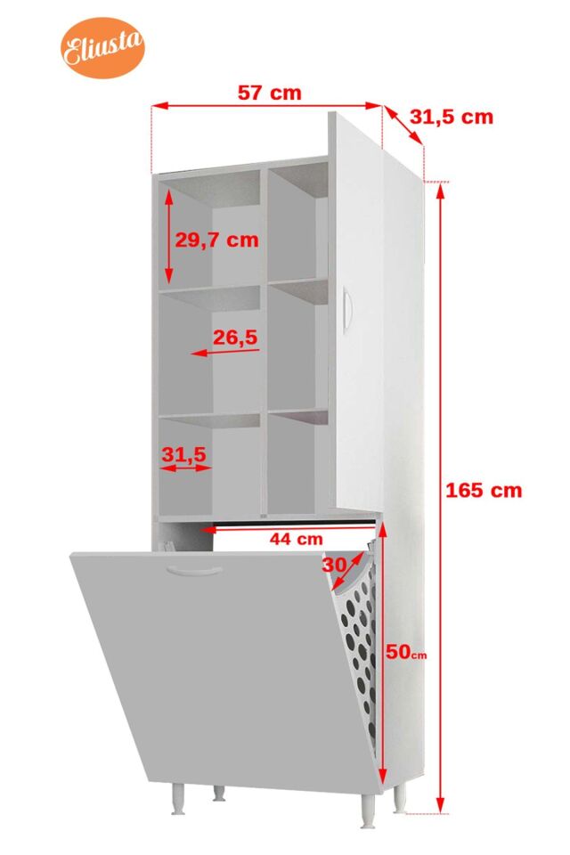 Tek Kapaklı Sepetli Banyo Dolabı
