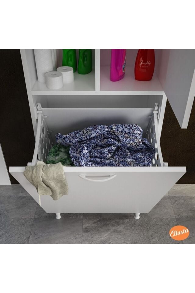 Tek Kapaklı Sepetli Banyo Dolabı
