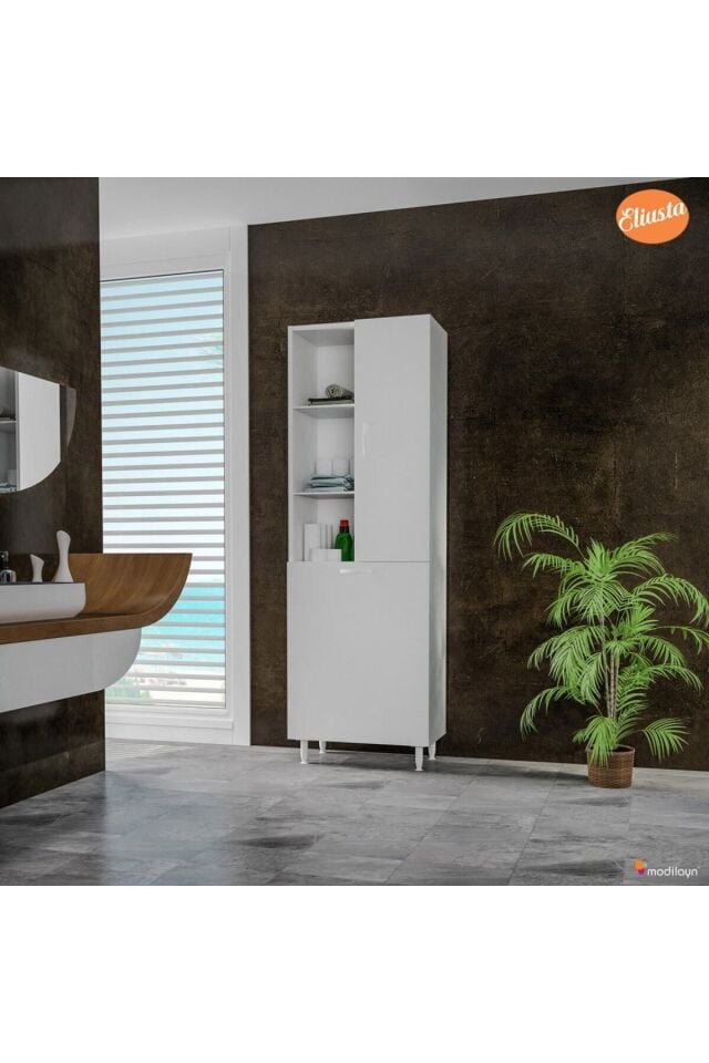 Tek Kapaklı Sepetli Banyo Dolabı