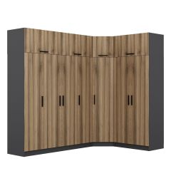 Minar Kale 7 Kapaklı 2 Ç Köşe Dolap + Yüklük Antrasit Dore