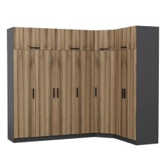 Minar Kale 7 Kapaklı 2 Ç Köşe Dolap + Yüklük Antrasit Dore