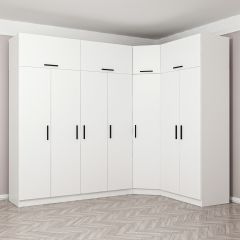 Minar Kale 7 Kapaklı 2 Ç Köşe Dolap + Yüklük Beyaz