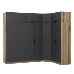 Minar Kale 7 Kapaklı 2 Ç Köşe Dolap + Yüklük Dore Antrasit