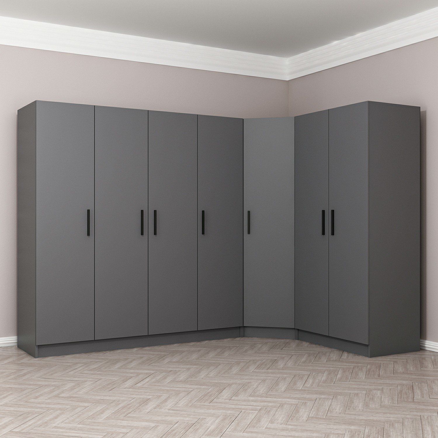 Minar Kale 7 Kapaklı 2 Ç Köşe Dolap Antrasit