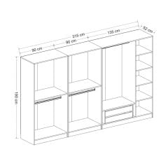Minar Kale 7 Kapaklı Zincir Dolap - Gardrop - Beyaz