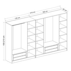 Minar Kale 7 Kapaklı 4 Ç Dolap Dore Antrasit