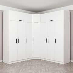 Minar Kale 7 Kapaklı 4 Ç Köşe Dolap + Yüklük Beyaz