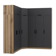 Minar Kale 7 Kapaklı 4 Ç Köşe Dolap + Yüklük Dore Antrasit