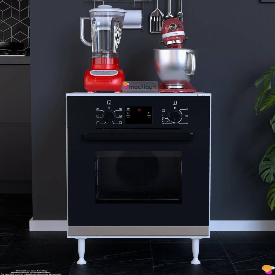 Nivo 60 cm Ankastre Fırın ve Ocak Altı Modülü Mutfak Robotu Standı Beyaz Mutfak Dolabı 60x76x56 cm