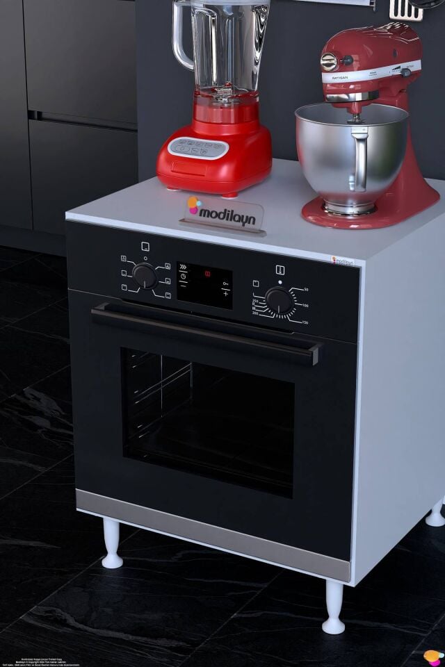 Nivo 60 cm Ankastre Fırın ve Ocak Altı Modülü Mutfak Robotu Standı Beyaz Mutfak Dolabı 60x76x56 cm