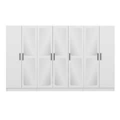 Minar Kale 7 Kapak Aynalı 2 Çekmece Zincir Dolap - Beyaz