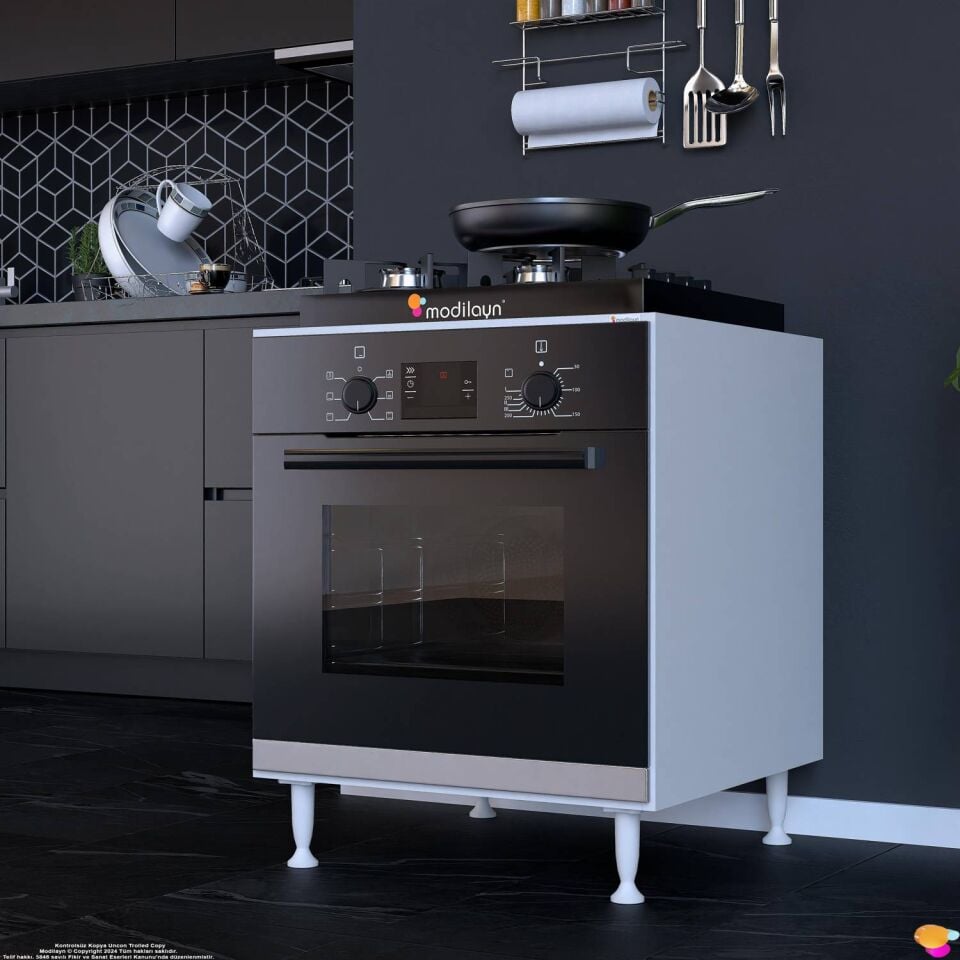 Vera 60 cm Ankastre Fırın ve Ocak Altı Modülü Beyaz Mutfak Dolabı 60x76x56 cm