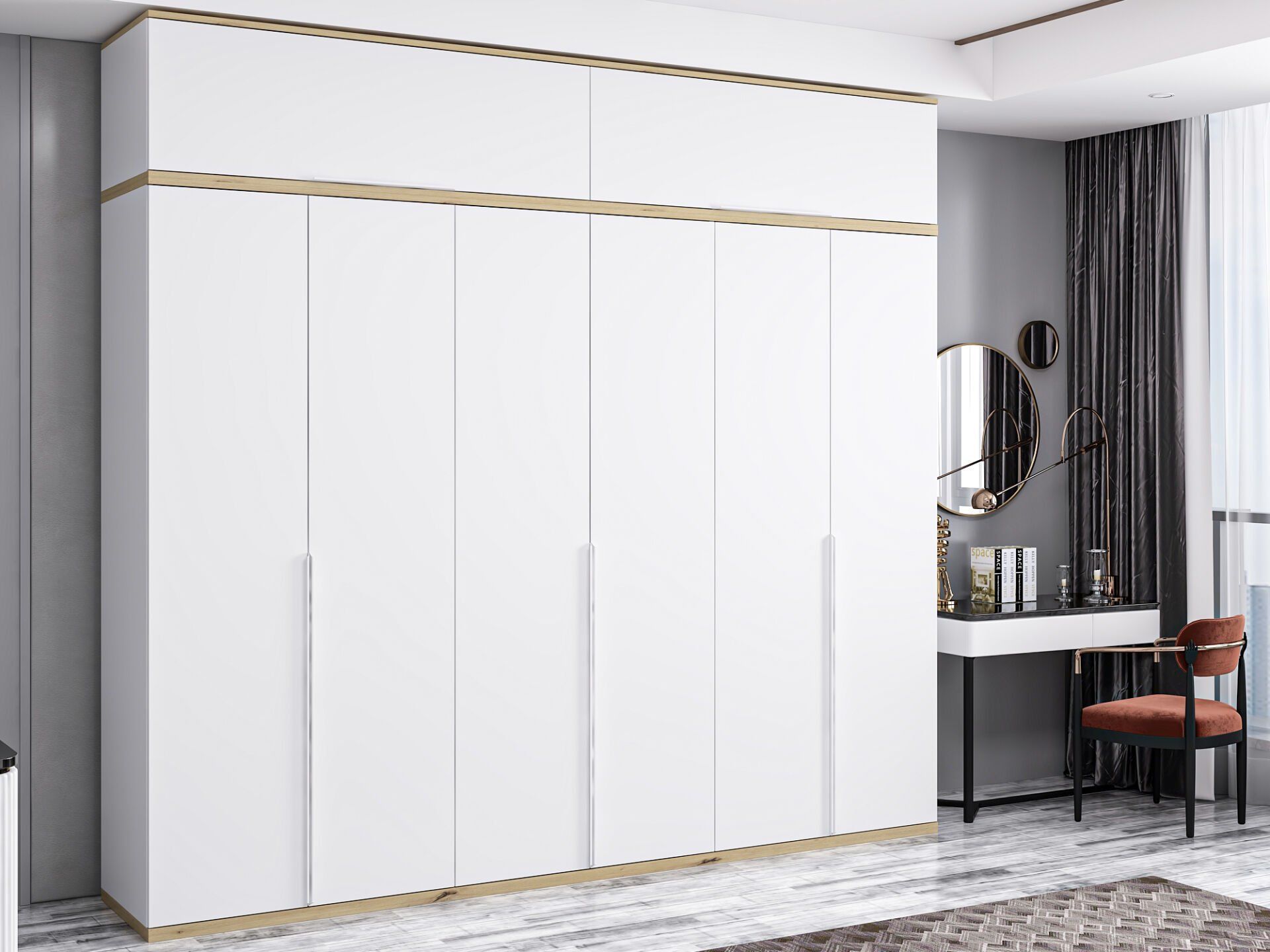 Kale Line 6 Kapaklı 2Ç Yüklüklü Dolap - Artisan/Beyaz