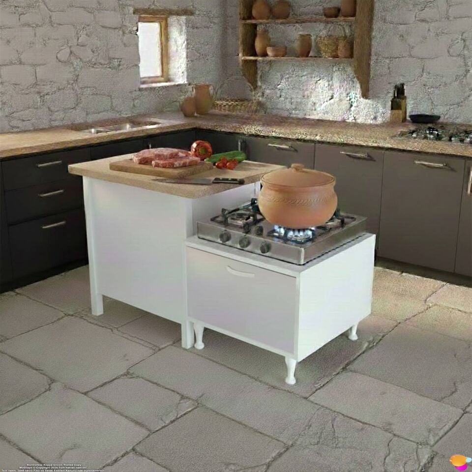 Arya Çok Amaçlı Mutfak Kiler Dolabı Set Üstü Ocak Altı Modülü Ekmeklik 60x45x48 cm