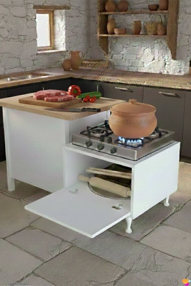 Arya Çok Amaçlı Mutfak Kiler Dolabı Set Üstü Ocak Altı Modülü Ekmeklik 60x45x48 cm
