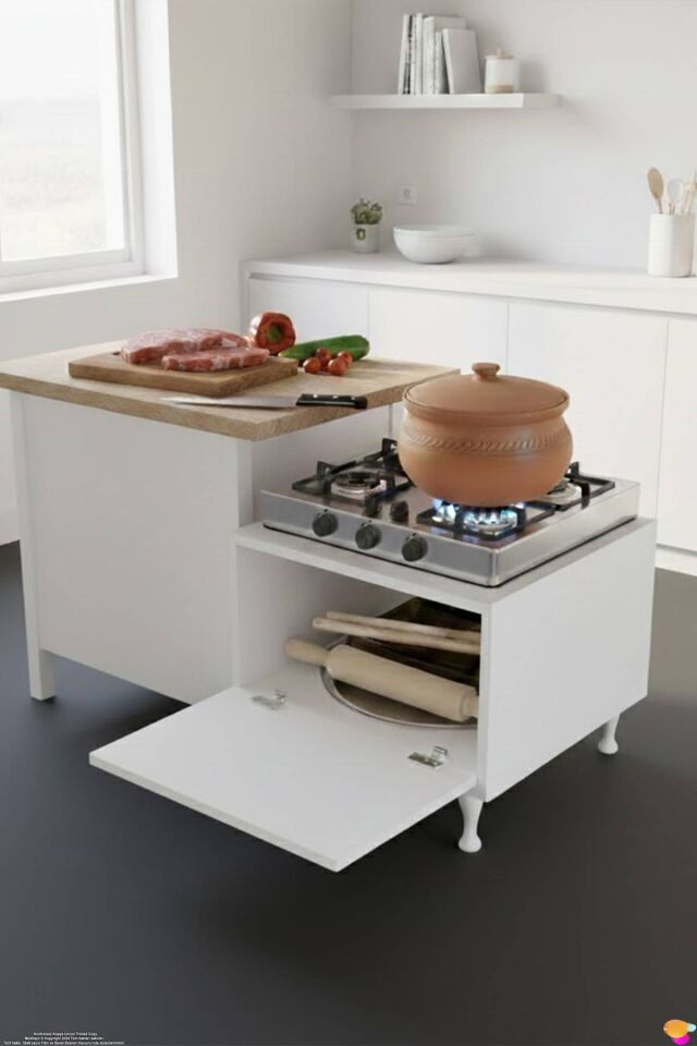Defne Çok Amaçlı Mutfak Kiler Dolabı Set Üstü Ocak Altı Modülü Ekmeklik 60x45x56 cm