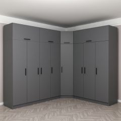 Minar Kale 8 Kapaklı 4 Ç Köşe Dolap + Yüklük Antrasit