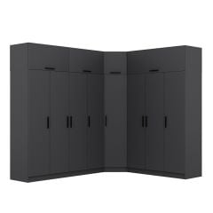 Minar Kale 8 Kapaklı 4 Ç Köşe Dolap + Yüklük Antrasit