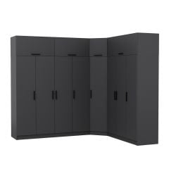 Minar Kale 8 Kapaklı 4 Ç Köşe Dolap + Yüklük Antrasit